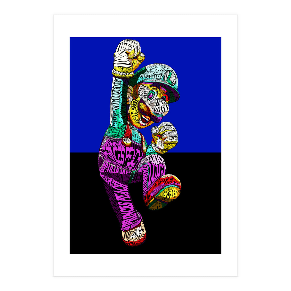 Mario Luigi Typo Style Cartoon Pop Art (Print Only)