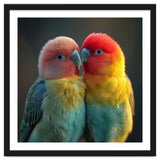 Lovebirds Perched Together Vivid Colors thumbnail