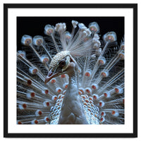 Albino Peacock Displaying White Feathers