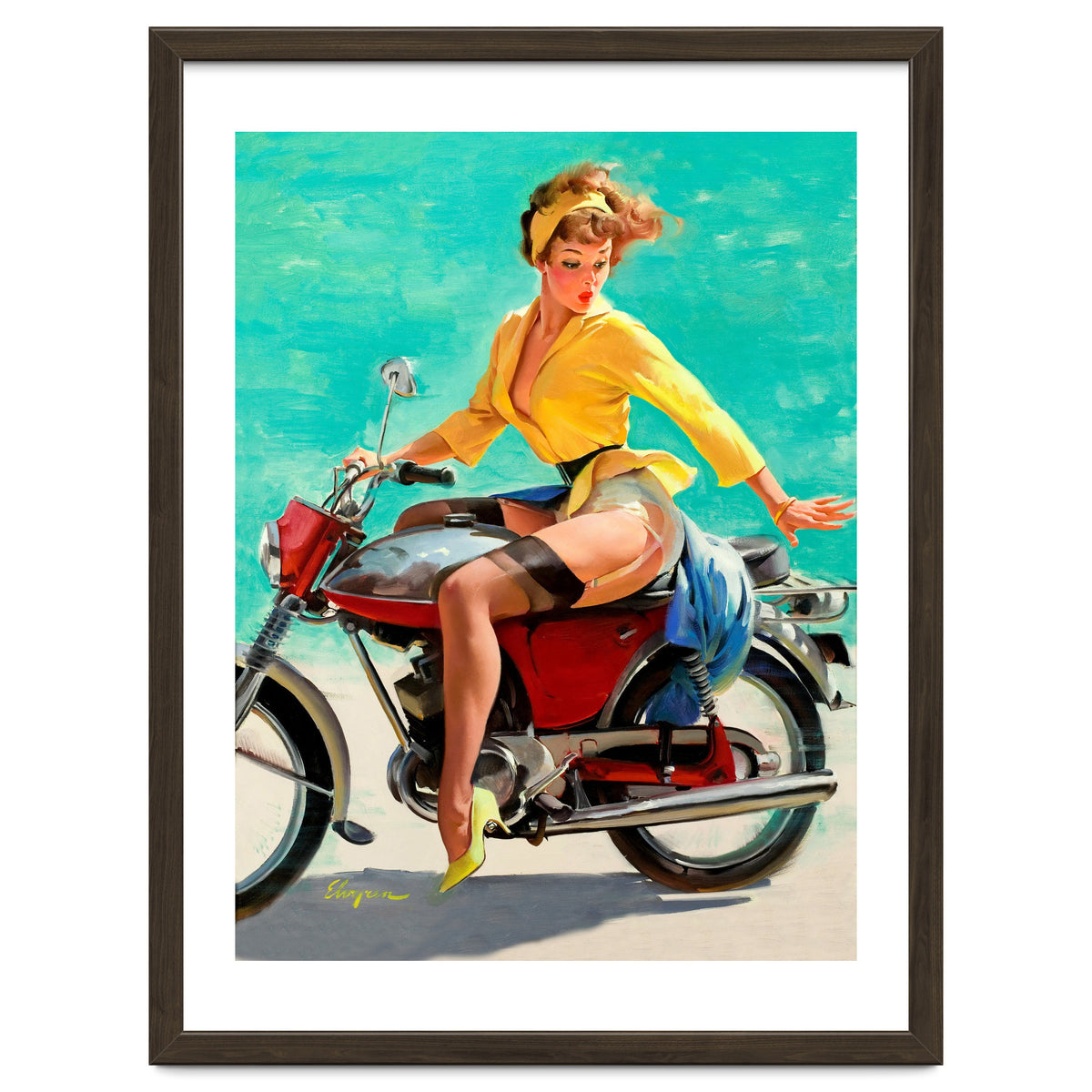 Pinup Sexy Motorcycle Girl