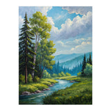 Serene Mountain River Landscape Oil Painting (Print Only) thumbnail
