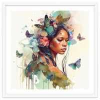 Floral Native Warrior Woman Butterfly Dance