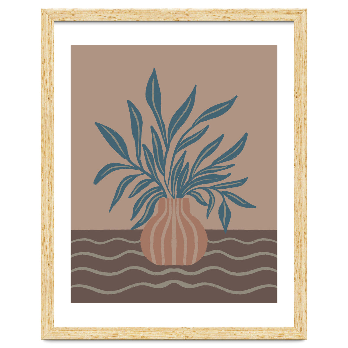 Modern Vase with Tropical Leaves