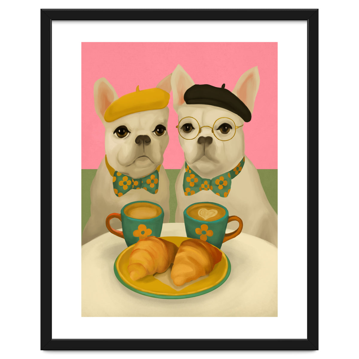 French Bulldogs At Breakfast Café