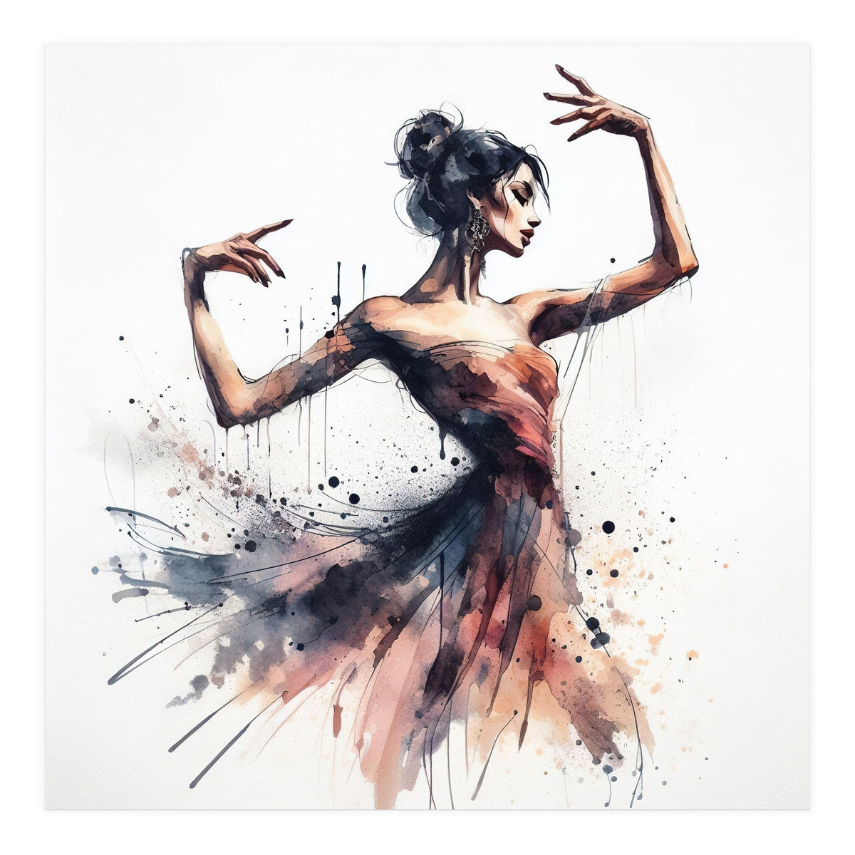 Watercolor Ballet Dancer #1 (Print Only)