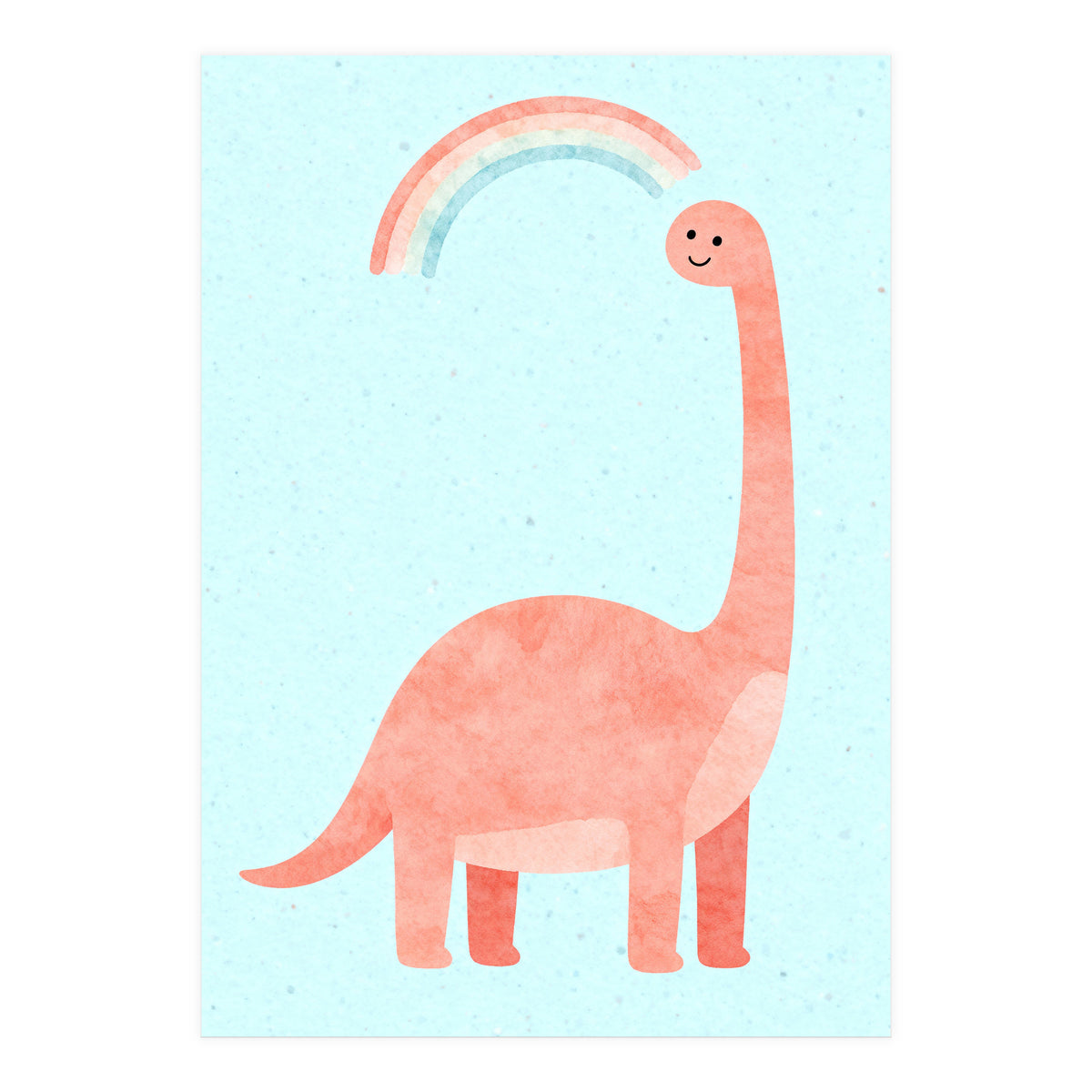 Rainbow Dinosaur Nursery Art, Cute diplodocus Watercolor, Pink Dino Illustration (Print Only)