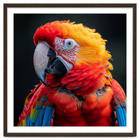 Scarlet Macaw Parrot Portrait Vivid Colors