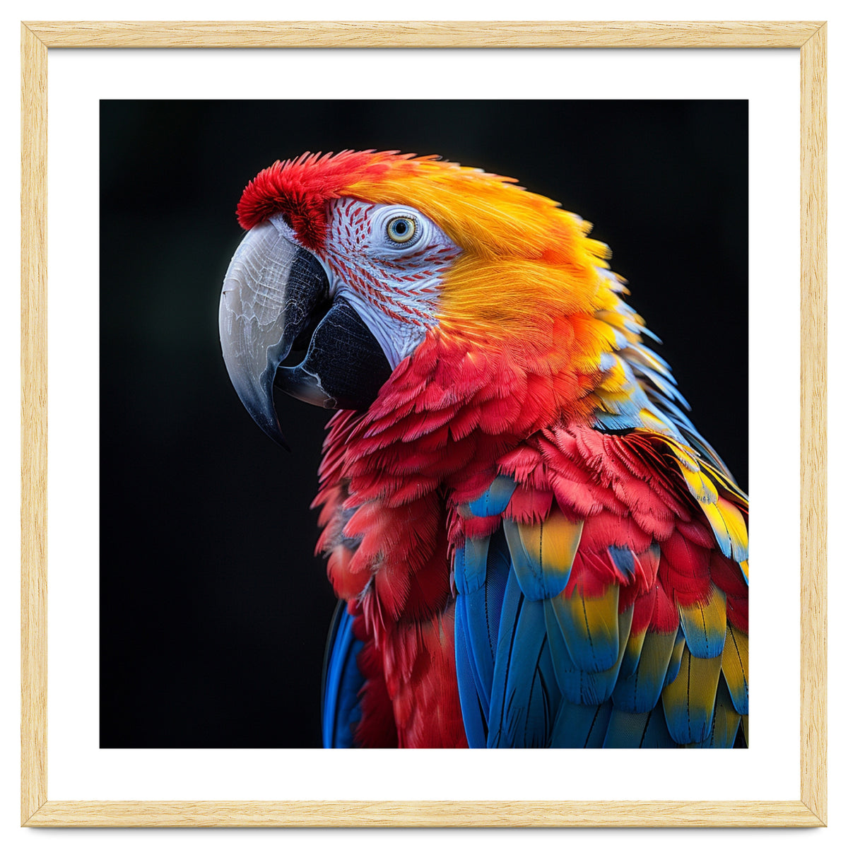 Scarlet Macaw Parrot Vibrant Plumage Close Up