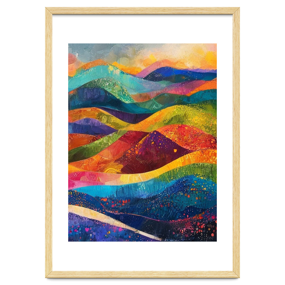 Vibrant Abstract Patchwork Landscape Art