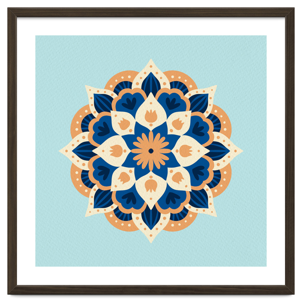 Mandala flower - orange and blue