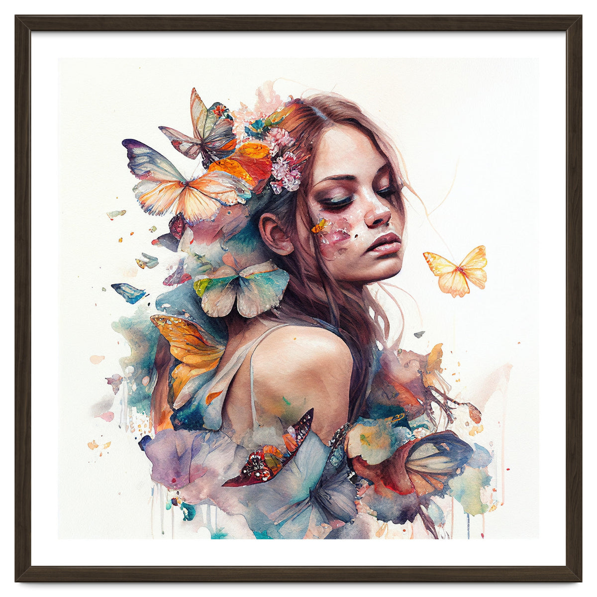 Butterfly Muse Watercolor Portrait