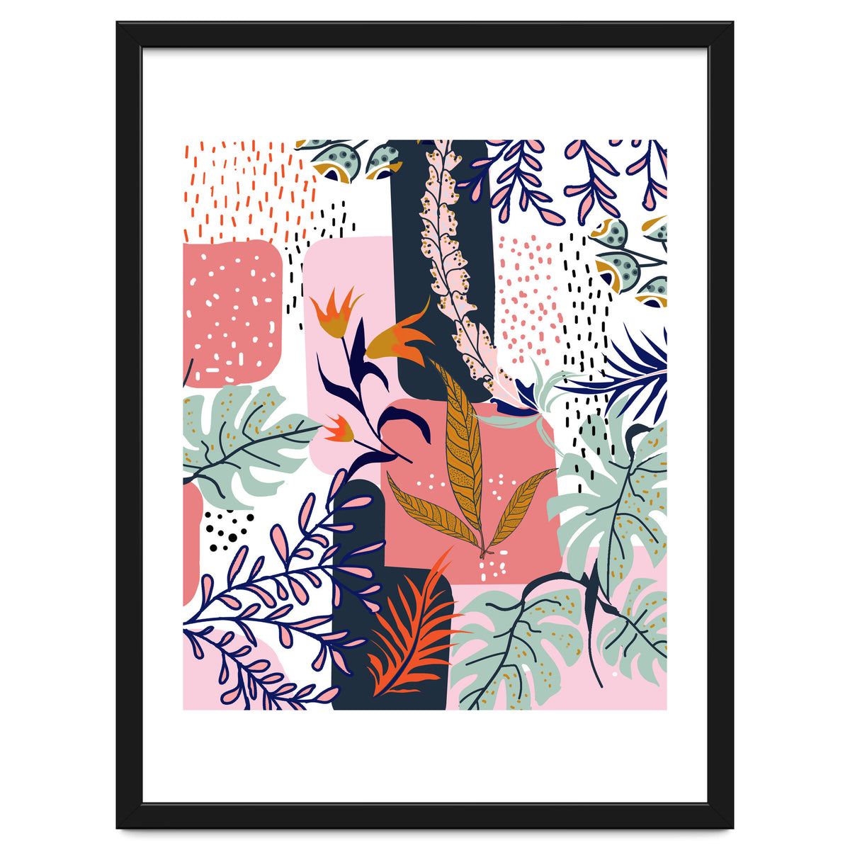 Mood | Abstract Chic Modern Bohemian Painting | Contemporary Eclectic Blush Botanical Nature