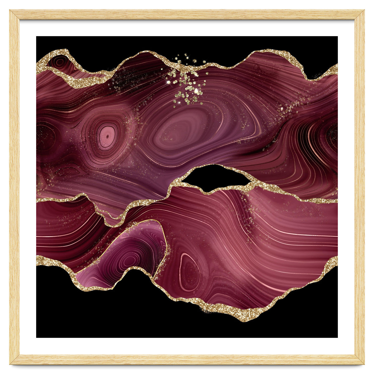 Burgundy & Gold Glitter Agate Texture 03
