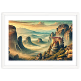 Vintage Greece, Meteora Monasteries Poster thumbnail
