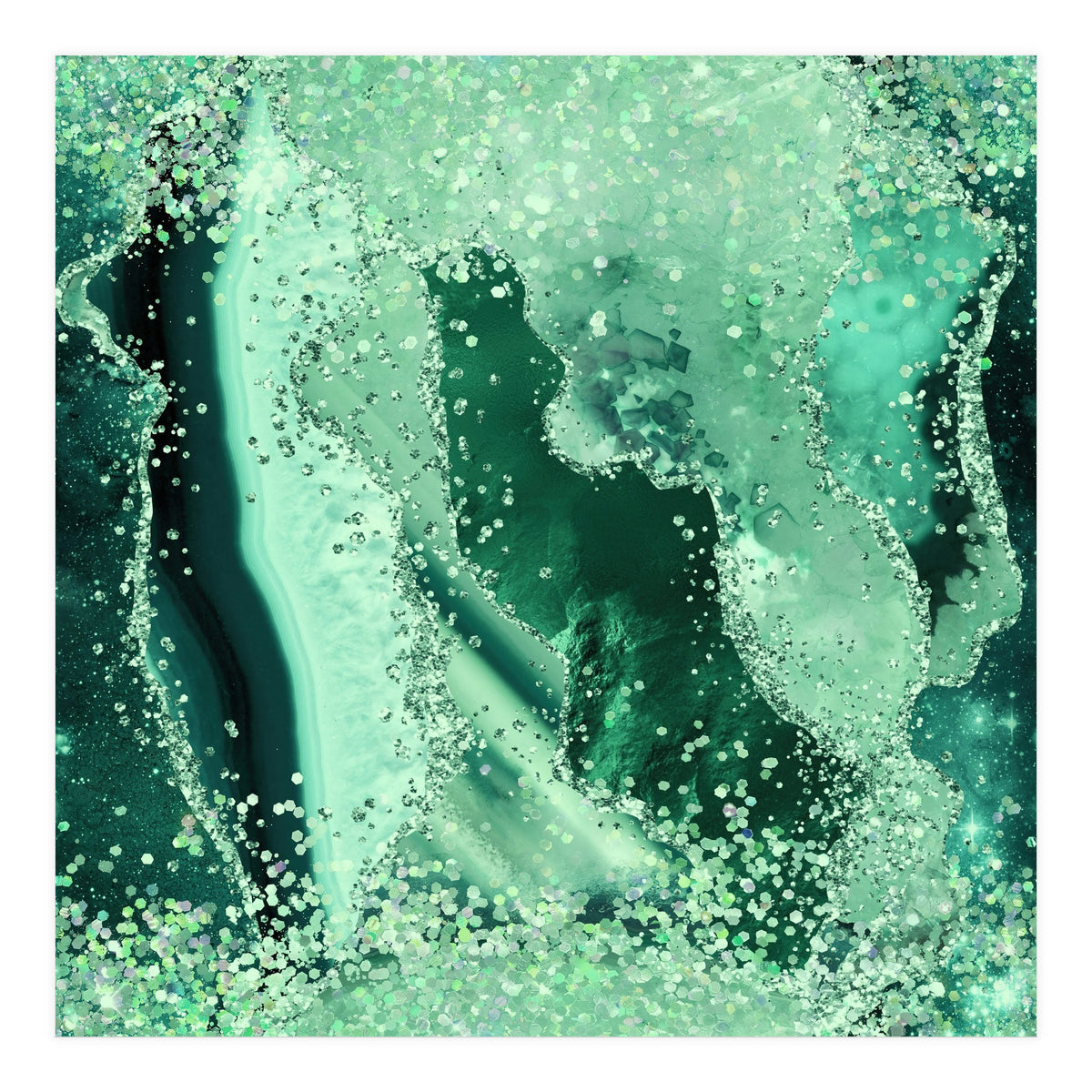 Emerald Glitter Agate Texture 03  (Print Only)