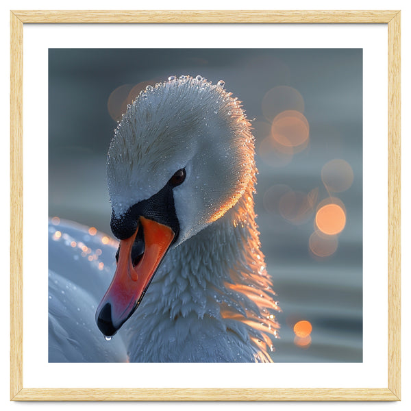 Close Up Of A Swan With Water Droplets
