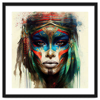 Turquoise Warrior Woman Portrait