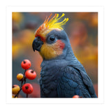 Cockatoo Parrot With Orange Crest And Berries (Print Only) thumbnail