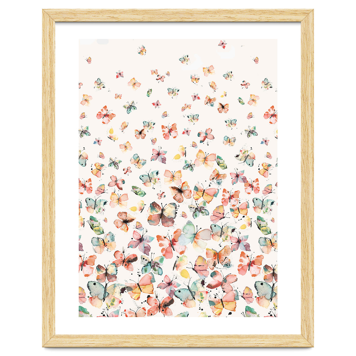 Watercolor Spring Butterflies Apricot