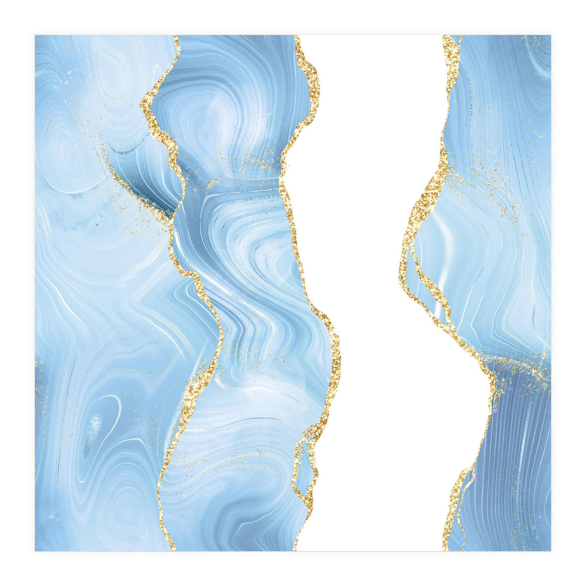 Blue & Gold Glitter Agate Texture 07 (Print Only)