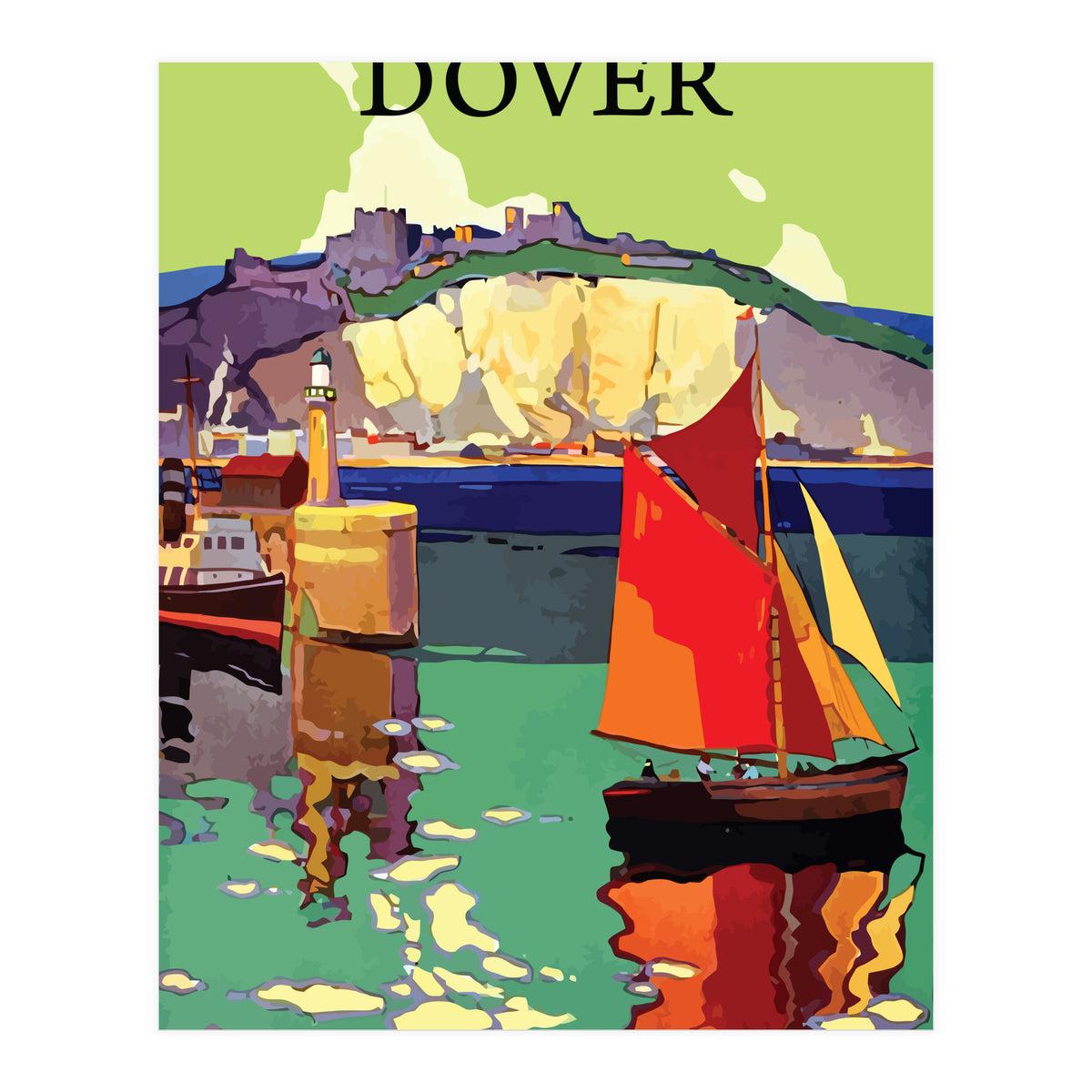 Dover, Sailing boat Near the Coast (Print Only)