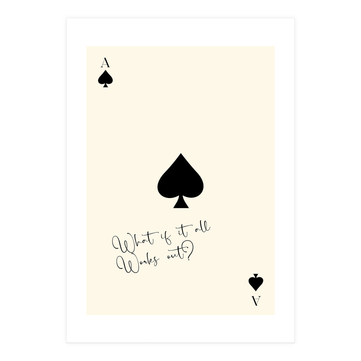 Ace of Spades Motivational Card Print, What If It All Works Out Poster (Print Only)
