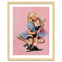 Sexy Pinup Girl Playing With Her Cat