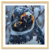 Penguin In Snow Falling Close Up Portrait thumbnail