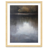 Atmospheric Golden Autumn Forest Reflection Oil Painting