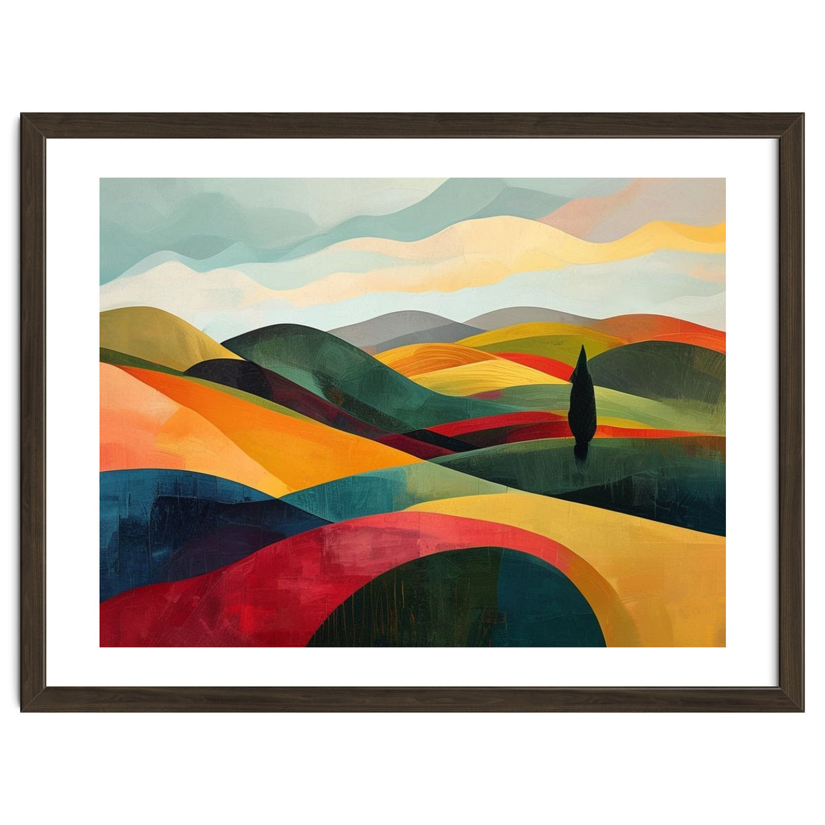 Abstract Tuscan Hills Landscape Painting