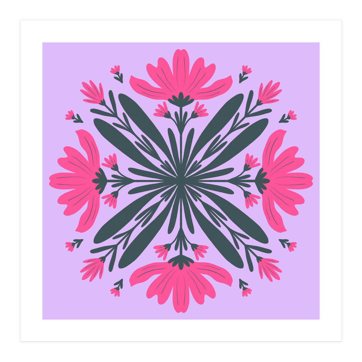 Magenta mandala flowers (Print Only)