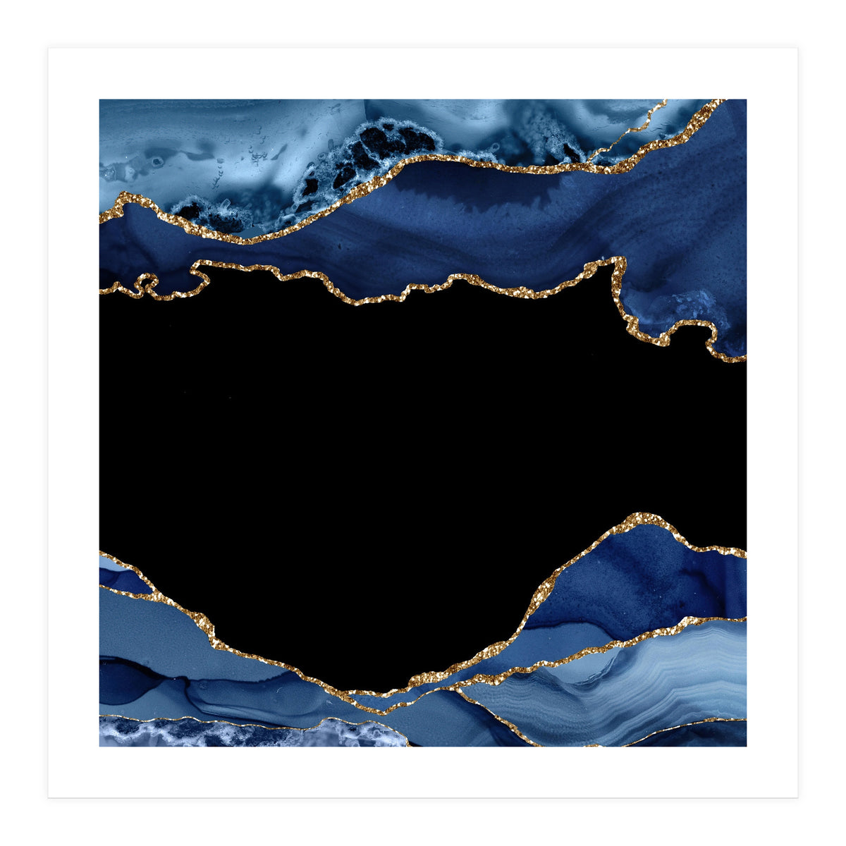 Navy & Gold Agate Texture 18  (Print Only)