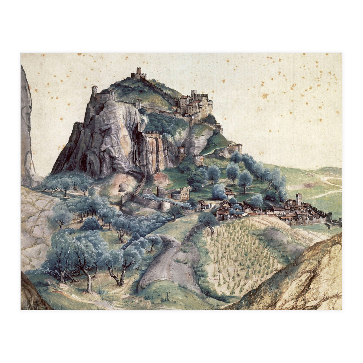 'Castle and Town of Arco', 1495, Watercolour on paper, 22,3 x 22,3 cm. (Print Only)