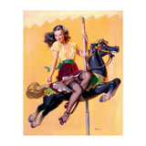 Pinup Sexy Girl Riding A Wooden Horse (Print Only) thumbnail