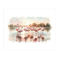 Serene Flamingo Sunrise (Print Only)