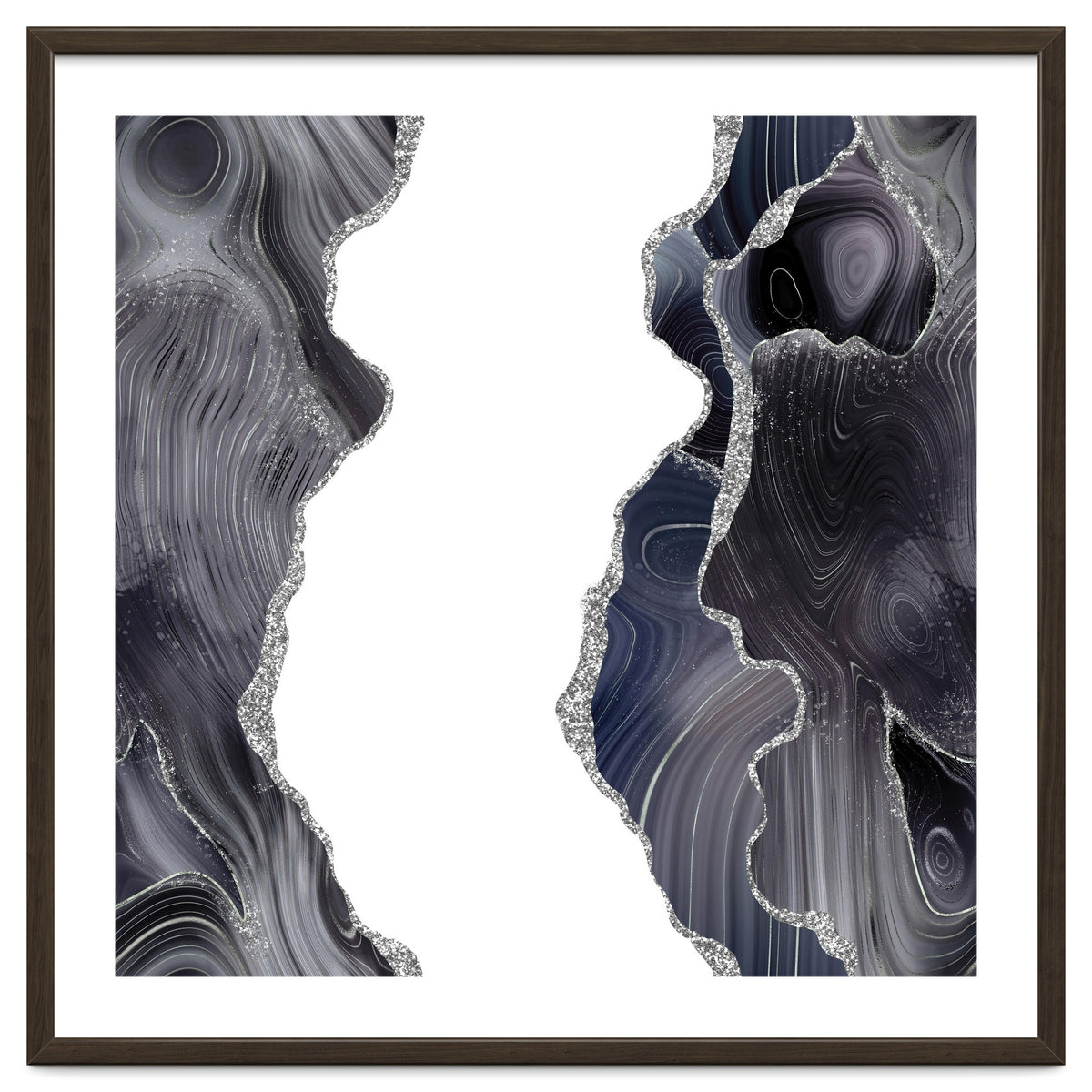 Black & Silver Glitter Agate Texture 05