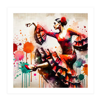 Fiery Flamenco Dancer In Motion (Print Only)