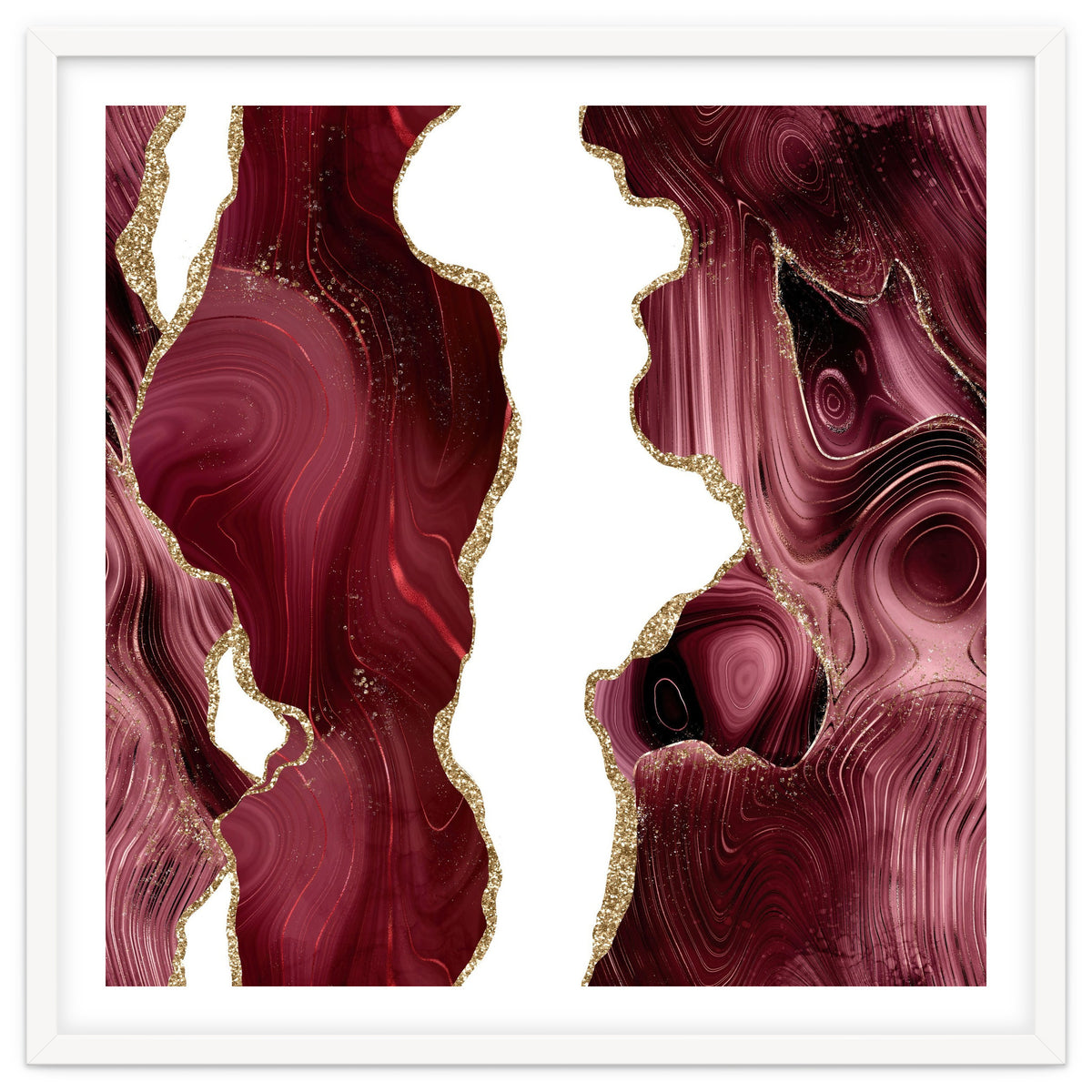 Burgundy & Gold Glitter Agate Texture 05