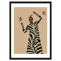 Woman With Birds And Zebra Pattern Dress