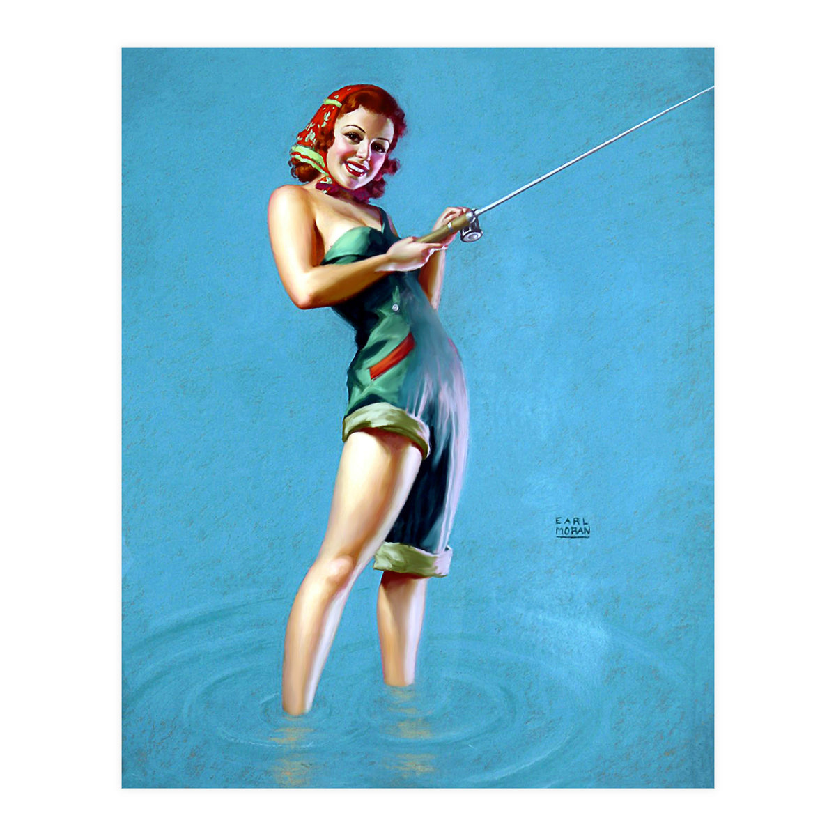 Pinup Fishing Girl (Print Only)
