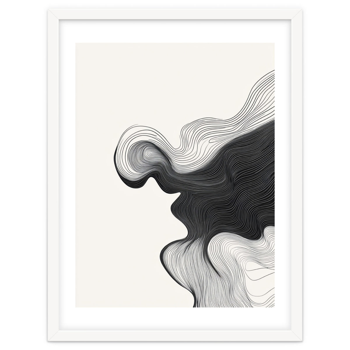 Abstract Black And White Wavy Lines Flowing Organic Shape