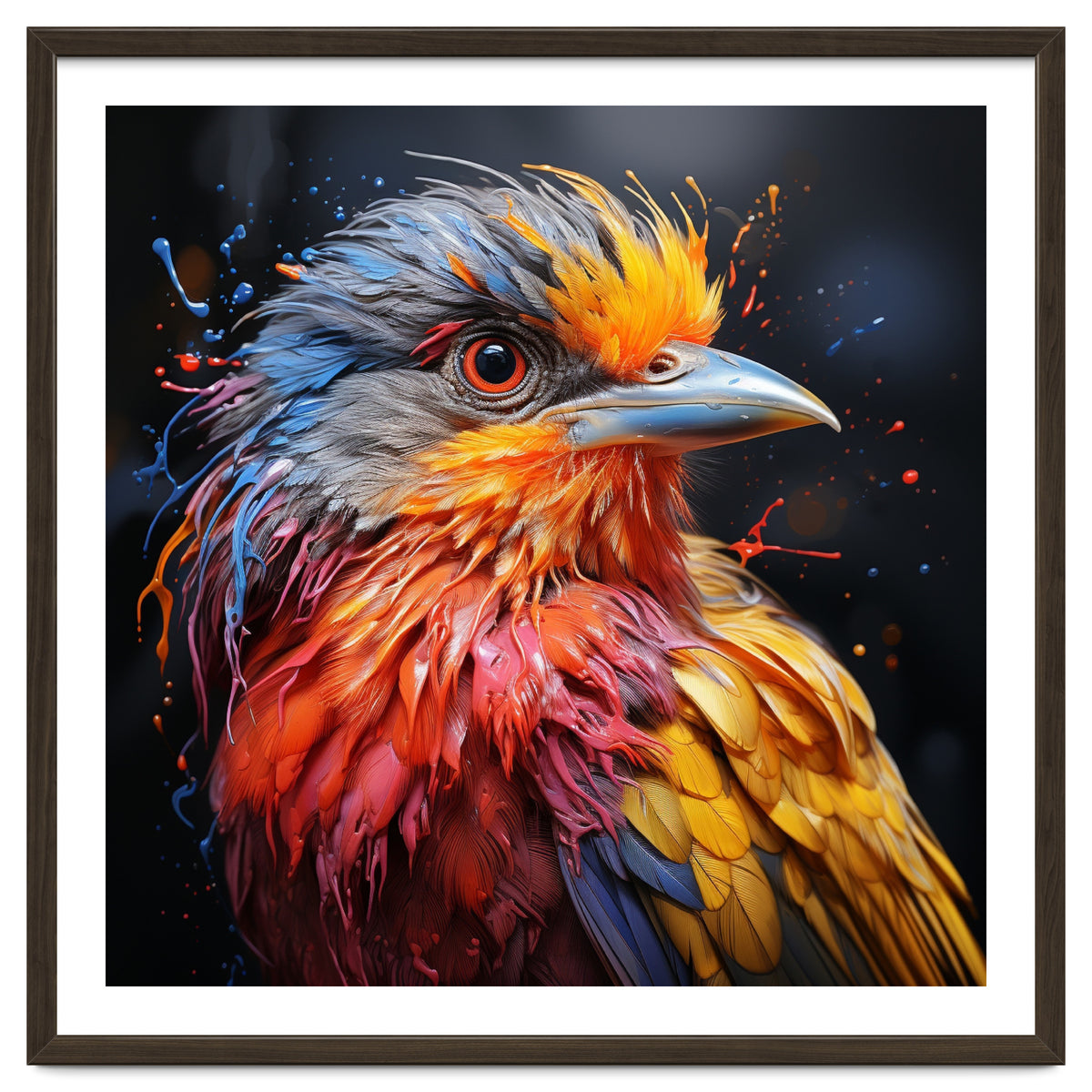 Vibrant Bird With Colorful Splatter Paint