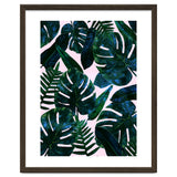 Tropical Nature Monstera Watercolor Painting, Botanical Jungle Dark Palm Illustration thumbnail