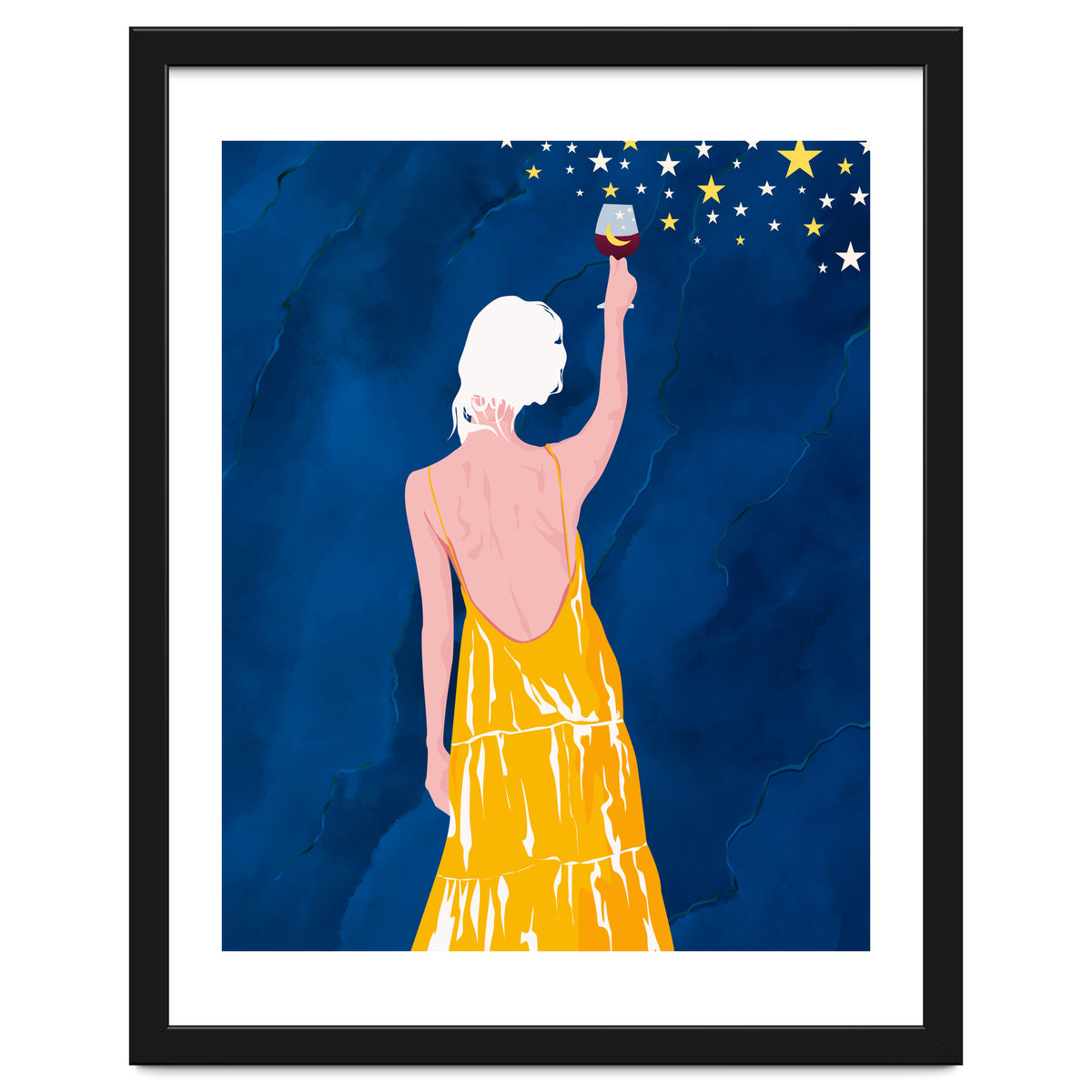 Pour Me Some Magic, Moon Stars Night Sky, Bohemian Woman Positivity Hope Miracle, Wine Holidays New Years Eclectic Gifts