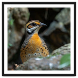 Colorful Bird Perched Among Rocks And Foliage thumbnail
