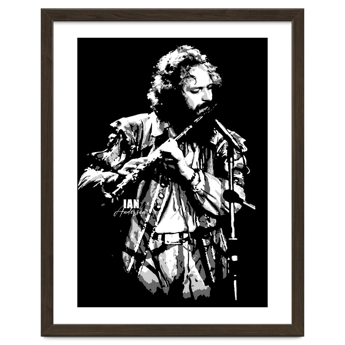 Ian Anderson Rock Music Legend in Grayscale 2