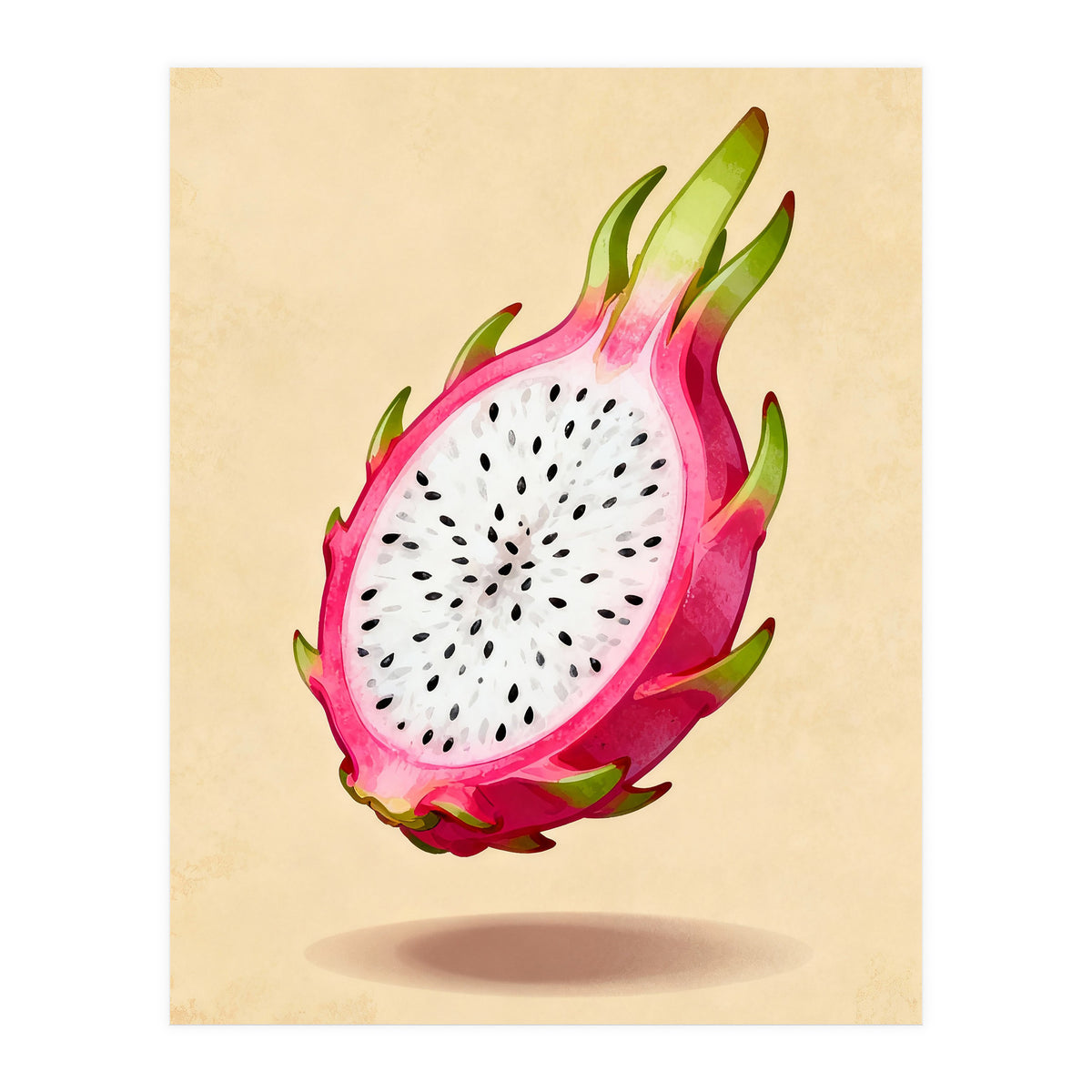 Dragonfruit, Watercolor Illustration, Tropical Pink Art (Print Only)