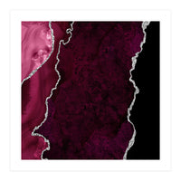 Burgundy & Silver Agate Texture 01  (Print Only)