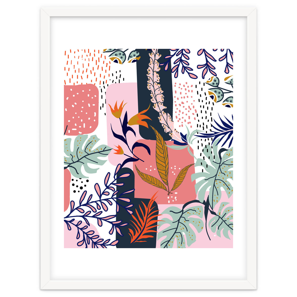 Mood | Abstract Chic Modern Bohemian Painting | Contemporary Eclectic Blush Botanical Nature