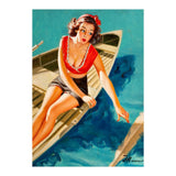 Pinup Sexy Girl In A Boat And A Lost Paddle (Print Only) thumbnail